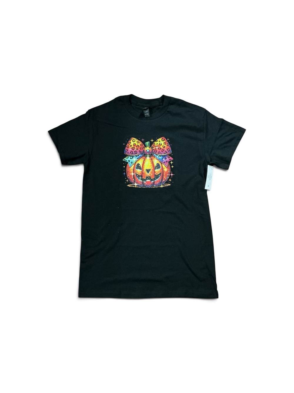 Black Kids Halloween Pumpkin Bow Graphic Tee